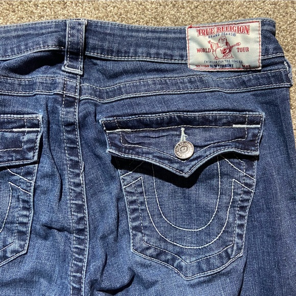 TRUE RELIGION BRAND SLIM STRAIGHT JEANS SIZE 32 BLUE JEANS - Picture 4 of 10